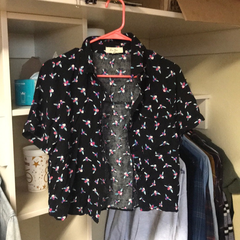 Cropped Button Up Top